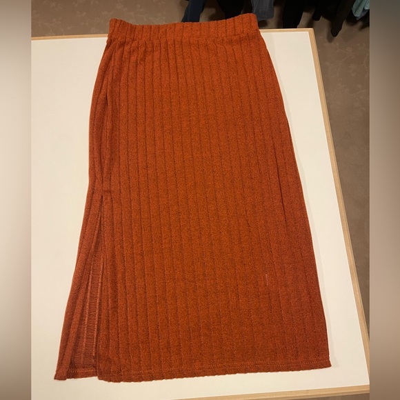 SHEIN High Waist Ribbed Knit Orange Skirt - Picture 6 of 8